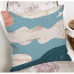 Renkli Zeminde Soyut Çizimli Dijital Baskılı Modern Yastık Kırlent Kılıfı Realhomes