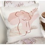 Beyaz Zeminde Soyut Çizimli Dijital Baskılı Modern Yastık Kırlent Kılıfı Realhomes