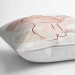 Beyaz Zeminde Soyut Çizimli Dijital Baskılı Modern Yastık Kırlent Kılıfı Realhomes