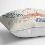 - 7417 - Realhomes Renkli Zeminde Antik Motifli Onedraw Çizim Dijital Baskılı Modern Kırlent Kılıfı Realhomes