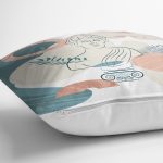 - 7418 - Realhomes Beyaz Zeminde Antik Motifli Onedraw Çizim Yastık Kırlent Kılıfı Realhomes