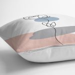 - 7421 - Realhomes Beyaz Zeminde Onedraw Çizimli Gül Motifli Yastık Kırlent Kılıfı Realhomes