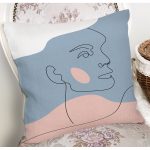 Renkli Zeminde Onedraw Çizimli Bayan Silüeti Dijital Baskılı Modern Yastık Kılıfı Realhomes