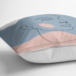 Renkli Zeminde Onedraw Çizimli Bayan Silüeti Dijital Baskılı Modern Yastık Kılıfı Realhomes