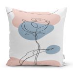 - 7424 - Realhomes Beyaz Zeminde Onedraw Çizimli Gül Motifli Yastık Kırlent Kılıfı Realhomes