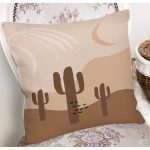 - 7425 - Realhomes  Renkli Zeminde Onedraw Çizimli Kaktus Desenli Dijital Baskılı Modern Yastık Kılıfı Realhomes