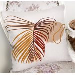 - 7426 - Realhomes  Beyaz Zeminde Renkli Yaprak Desenli Dijital Baskılı Modern Yastık Kırlent Kılıfı Realhomes