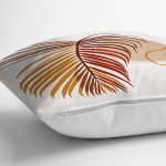 - 7426 - Realhomes  Beyaz Zeminde Renkli Yaprak Desenli Dijital Baskılı Modern Yastık Kırlent Kılıfı Realhomes