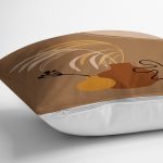 - 7427 - Realhomes  Renkli Zeminde Onedraw Çizimli Vazo Temalı Dijital Baskılı Modern Kırlent Kılıfı Realhomes