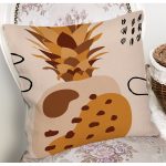- 7429 - Realhomes  Renkli Zeminde Onedraw Çizimli Ananas Desenli Dijital Baskılı Modern Yastık Kılıfı Realhomes