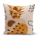 - 7429 - Realhomes  Renkli Zeminde Onedraw Çizimli Ananas Desenli Dijital Baskılı Modern Yastık Kılıfı Realhomes