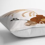 - 7432 - Realhomes Beyaz Zeminde Onedraw Çizimli Vazo Desenli Dijital Baskılı Modern Kırlent Kılıfı Realhomes