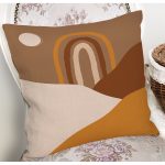 - 7433 - Realhomes Renkli Zeminde Onedraw Çizimli Oval Desenli Dijital Baskılı Modern Yastık Kılıfı Realhomes