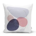 Beyaz Zeminde Renkli Oval Desenli Dijital Baskılı Modern Yastık Kırlent Kılıfı Realhomes