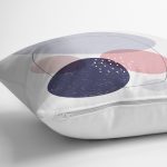 Beyaz Zeminde Renkli Oval Desenli Dijital Baskılı Modern Yastık Kırlent Kılıfı Realhomes