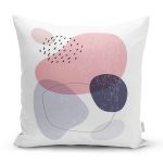 - 7435 - Realhomes Beyaz Zeminde Renkli Oval Desenli Dijital Baskılı Modern Yastık Kırlent Kılıfı Realhomes