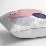 - 7435 - Realhomes Beyaz Zeminde Renkli Oval Desenli Dijital Baskılı Modern Yastık Kırlent Kılıfı Realhomes