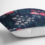 - 7438 - Realhomes Rengarenk Zeminde Onedraw Çizimli Çiçek Desenli Dijital Baskılı Modern Yastık Kılıfı Realhomes