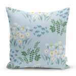 - 7439 - Realhomes Rengarenk Zeminde Onedraw Çizimli Çiçek Desenli Dijital Baskılı Modern Kırlent Kılıfı Realhomes