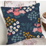 - 7440 - Realhomes Rengarenk Zeminde Onedraw Çizimli Çiçek Desenli Dijital Baskılı Modern Kırlent Kılıfı Realhomes