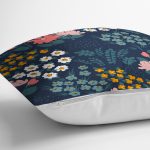 - 7440 - Realhomes Rengarenk Zeminde Onedraw Çizimli Çiçek Desenli Dijital Baskılı Modern Kırlent Kılıfı Realhomes