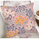 - 7441 - Realhomes Rengarenk Zeminde Onedraw Çizimli Çiçek Desenli Dijital Baskılı Modern Kırlent Kılıfı Realhomes