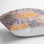 - 7441 - Realhomes Rengarenk Zeminde Onedraw Çizimli Çiçek Desenli Dijital Baskılı Modern Kırlent Kılıfı Realhomes