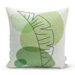 - 7446 - Realhomes  Renkli Zeminde Yaprak Motifli Dijital Baskılı Modern Yastık Kırlent Kılıfı Realhomes