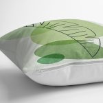 - 7446 - Realhomes  Renkli Zeminde Yaprak Motifli Dijital Baskılı Modern Yastık Kırlent Kılıfı Realhomes