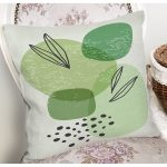 Renkli Zeminde Yaprak Motifli Dijital Baskılı Modern Yastık Kırlent Kılıfı Realhomes