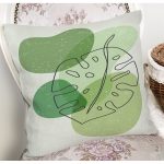 Renkli Zeminde Yaprak Motifli Dijital Baskılı Modern Yastık Kırlent Kılıfı Realhomes
