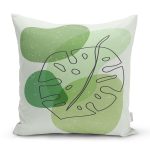 Renkli Zeminde Yaprak Motifli Dijital Baskılı Modern Yastık Kırlent Kılıfı Realhomes