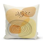 - 7451 - Realhomes Renkli Zeminde Onedraw Çizimli Obje Dijital Baskılı Modern Yastık Kırlent Kılıfı Realhomes