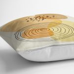 - 7451 - Realhomes Renkli Zeminde Onedraw Çizimli Obje Dijital Baskılı Modern Yastık Kırlent Kılıfı Realhomes