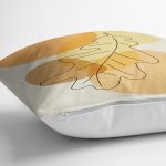 Renkli Zeminde Onedraw Çizimli Yaprak Desenli Dijital Baskılı Modern Yastık Kılıfı Realhomes