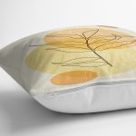 - 7453 - Realhomes Renkli Zeminde Onedraw Çizimli Yaprak Desenli Dijital Baskılı Modern Yastık Kılıfı Realhomes