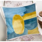 Renkli Zeminde Oval Çizimli Dijital Baskılı Modern Yastık Kırlent Kılıfı Realhomes