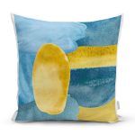 Renkli Zeminde Oval Çizimli Dijital Baskılı Modern Yastık Kırlent Kılıfı Realhomes