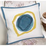 - 7460 - Realhomes  Renkli Zeminde Oval Çizimli Dijital Baskılı Modern Yastık Kırlent Kılıfı Realhomes