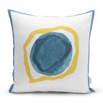 - 7460 - Realhomes  Renkli Zeminde Oval Çizimli Dijital Baskılı Modern Yastık Kırlent Kılıfı Realhomes