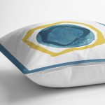 - 7460 - Realhomes  Renkli Zeminde Oval Çizimli Dijital Baskılı Modern Yastık Kırlent Kılıfı Realhomes