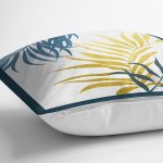 Beyaz Zeminde Renkli Yaprak Desenli Dijital Baskılı Modern Yastık Kırlent Kılıfı Realhomes