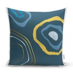 - 7462 - Realhomes Renkli Zeminde Onedraw Çizimli Obje Dijital Baskılı Modern Yastık Kırlent Kılıfı Realhomes