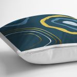 - 7462 - Realhomes Renkli Zeminde Onedraw Çizimli Obje Dijital Baskılı Modern Yastık Kırlent Kılıfı Realhomes