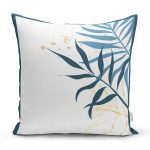 - 7463 - Realhomes  Beyaz Zeminde Renkli Yaprak Desenli Dijital Baskılı Modern Yastık Kırlent Kılıfı Realhomes