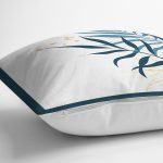 - 7463 - Realhomes  Beyaz Zeminde Renkli Yaprak Desenli Dijital Baskılı Modern Yastık Kırlent Kılıfı Realhomes