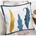 Beyaz Zeminde Renkli Yaprak Desenli Dijital Baskılı Modern Yastık Kırlent Kılıfı Realhomes