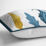 Beyaz Zeminde Renkli Yaprak Desenli Dijital Baskılı Modern Yastık Kırlent Kılıfı Realhomes