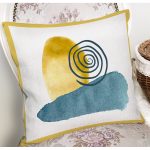 - 7465 - Realhomes  Beyaz Zeminde Onedraw Çizimli Renkli Oval Obje Modern Yastık Kırlent Kılıfı Realhomes