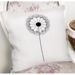Beyaz Zeminde Onedraw Çizimli Çiçek Dijital Baskılı Modern Yastık Kırlent Kılıfı Realhomes